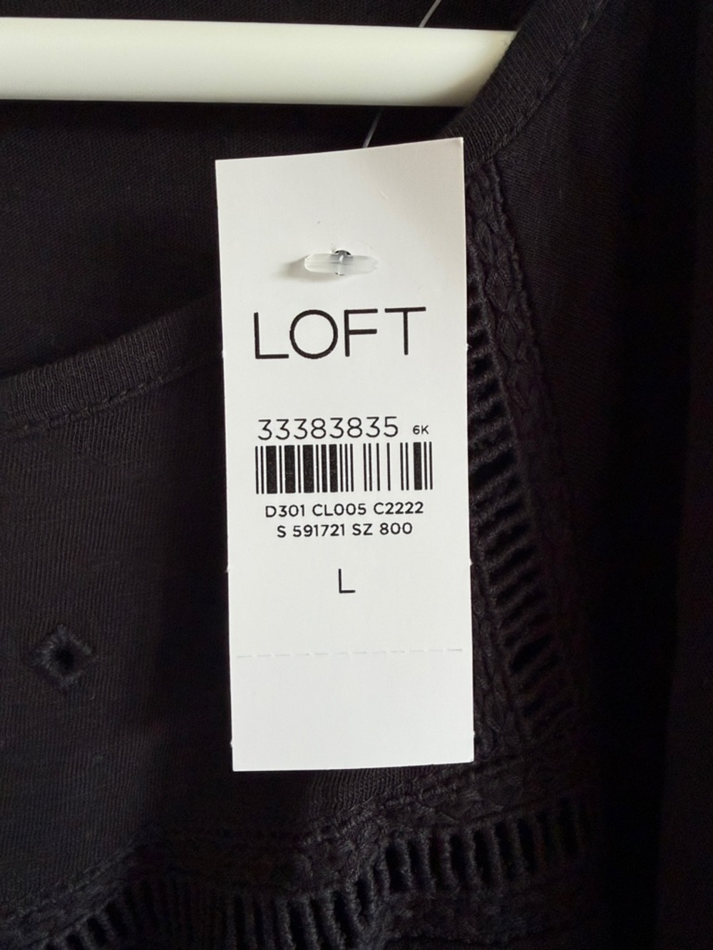 NWT LOFT Black Eyelet Scoop-Neck Flutter Sleeve Top - Picture 2 of 8